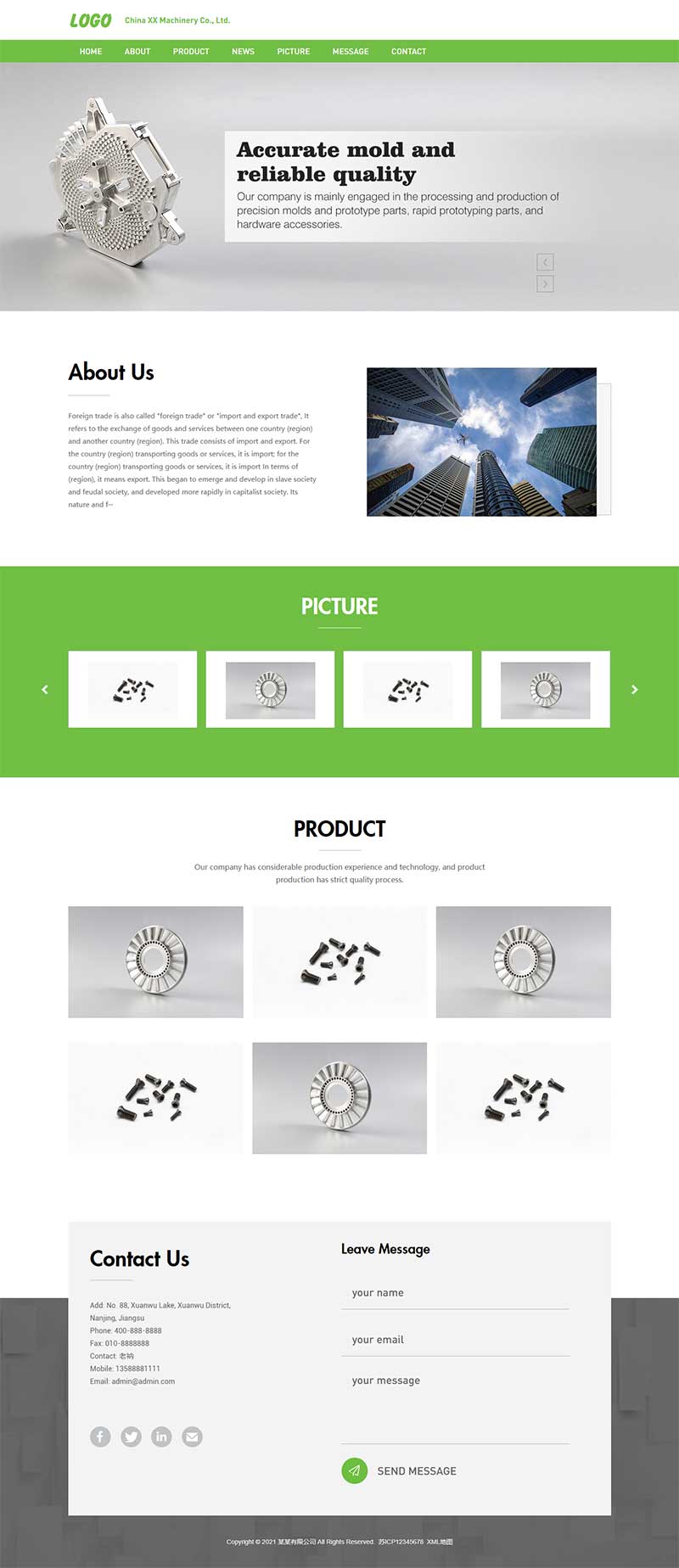 (自適應手機端)綠色五金零件英文pbootcms外貿網站模板 精密模具零件加工類網站源碼下載 (自適應手機端)綠色五金零件英文pbootcms外貿網站模板 精密模具零件加工類網站源碼下載