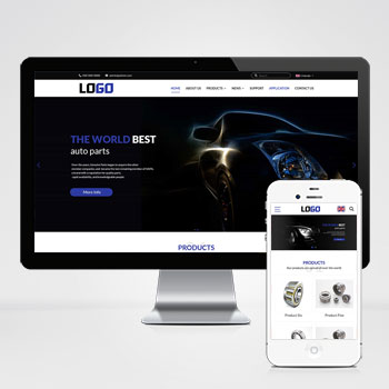  (自適應手機端)藍色外貿網站模板 中英文雙語網站源碼-帶三級欄目