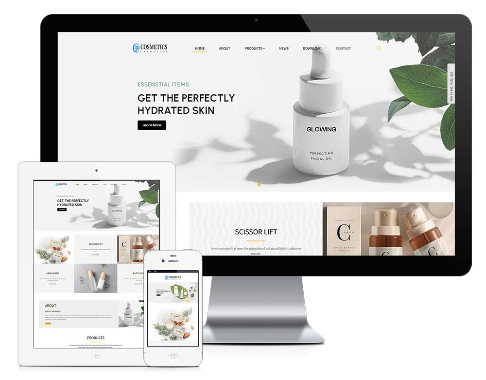 響應式美容護膚用品外貿企業網站模板(圖1) 1.jpg