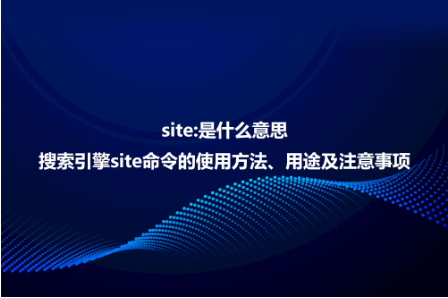 site:是什么意思?詳解site命令使用方法、作用及注意事項(圖1) image.png